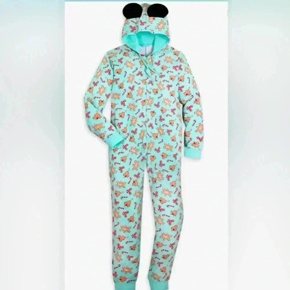 NWT Disney Gingerbread Mickey Mouse Holiday Treats Hooded Adult jumpsuit XXL - Picture 1 of 10